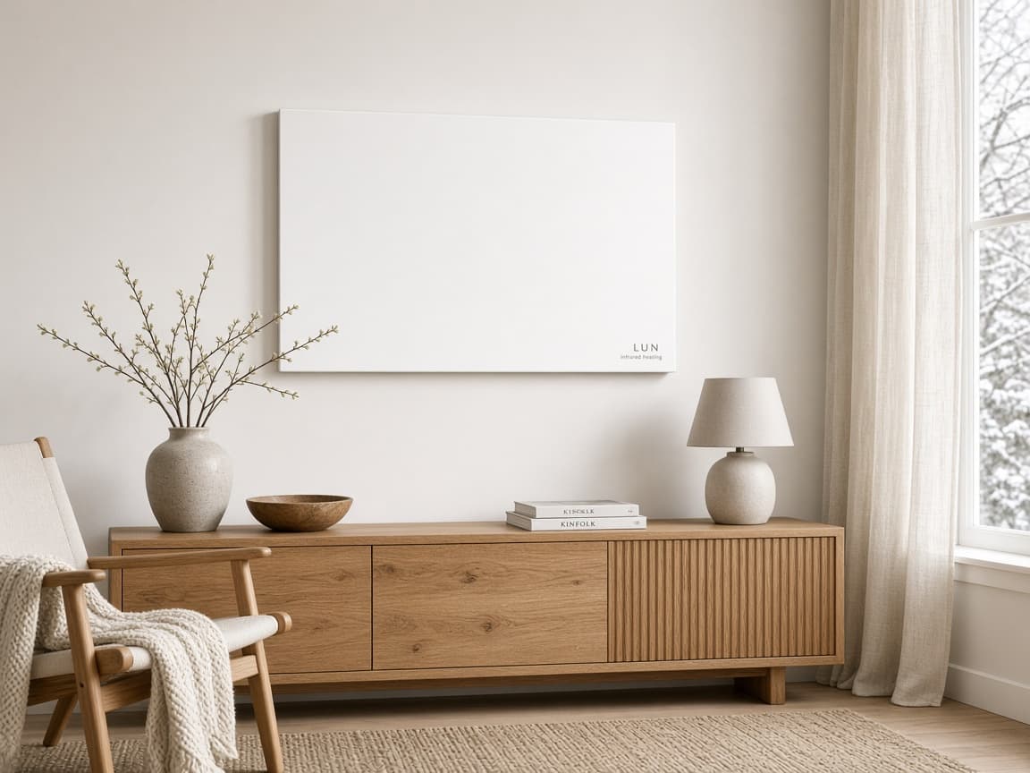 LUN Premium Infrared Heating Panel by LUN in a Scandinavian home setting