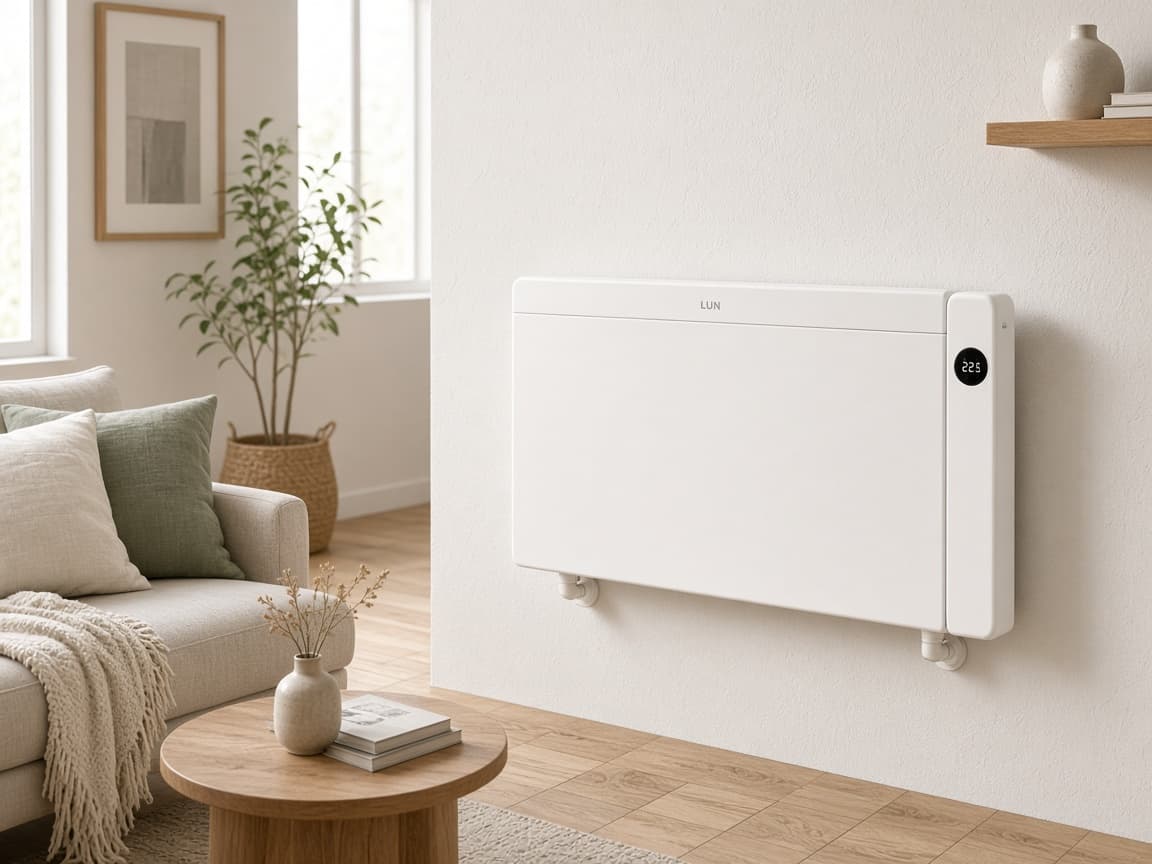 LUN Premium Smart Radiator by LUN in a Scandinavian home setting