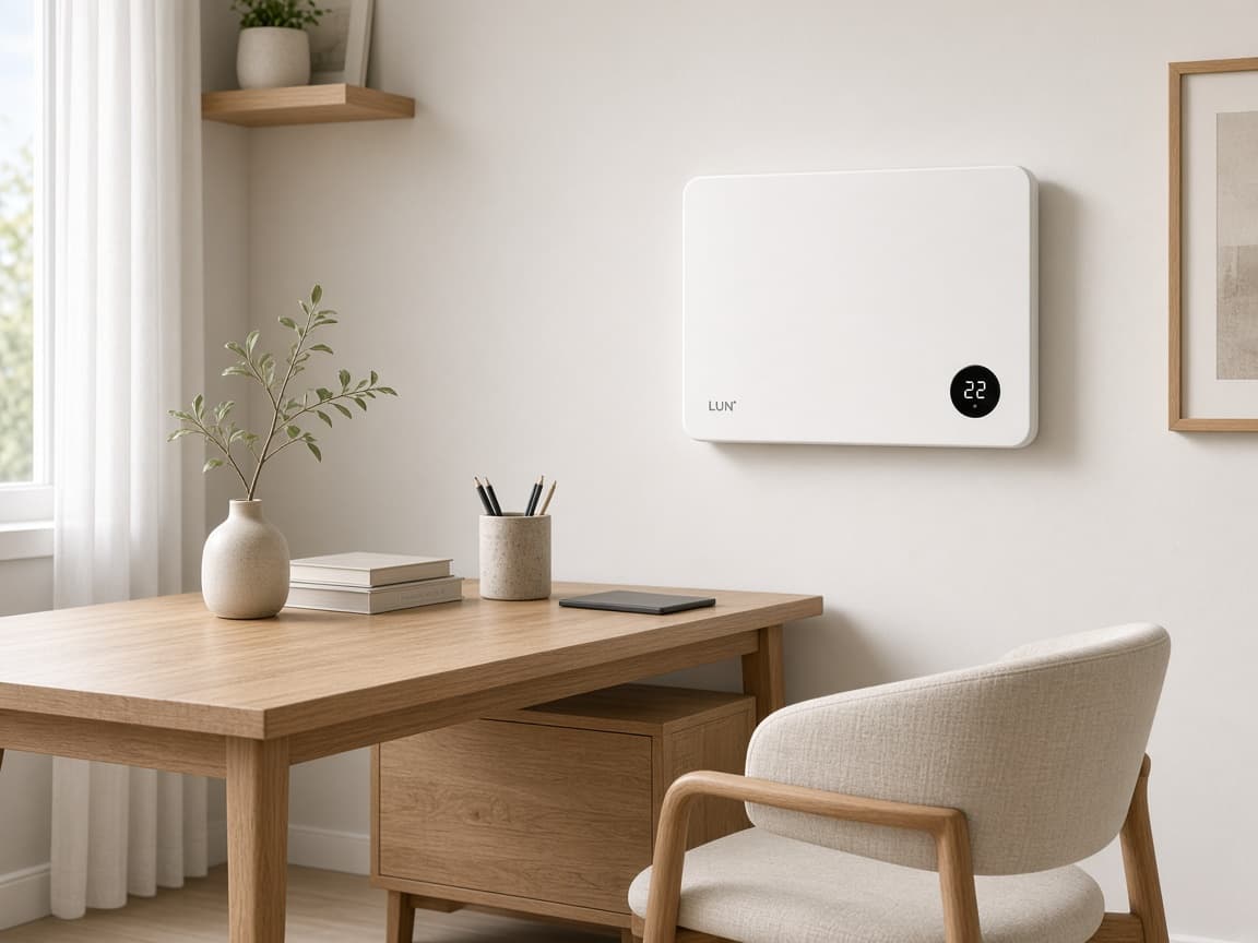 LUN Smart Panel Heater by LUN in a Scandinavian home setting